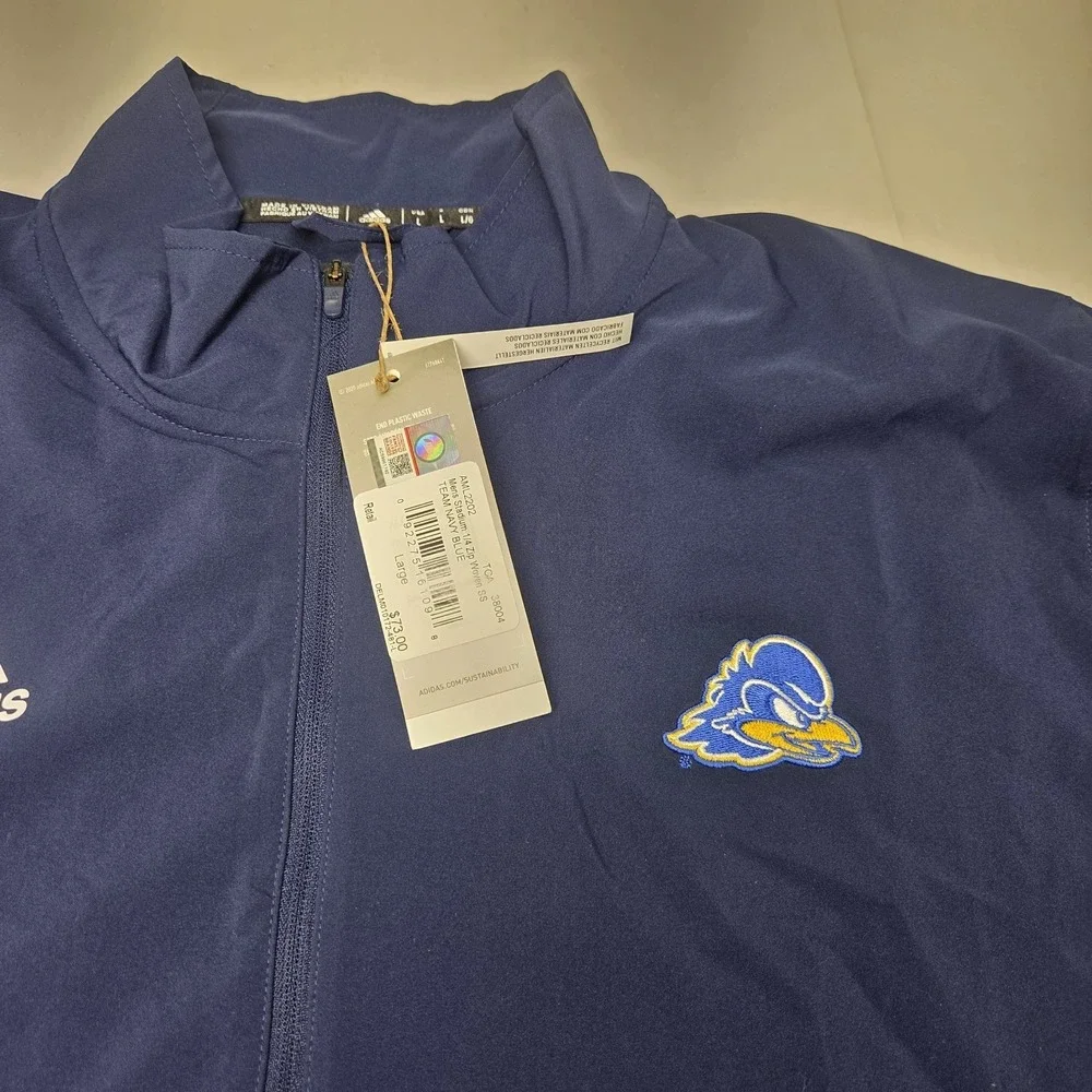 Delaware Blue Hens Adidas Stadium 1/4 Zip Men's Large SS Woven Team Navy‎ Blue